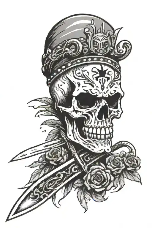 Punk Rock Skull Split With A Knife