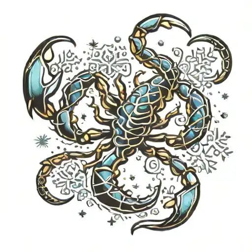 Scorpion And Snowflake Design Representing
