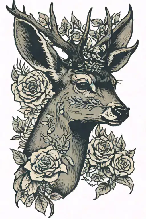 A Dead Deer With Flowers Blooming Out Of Its Ribcage