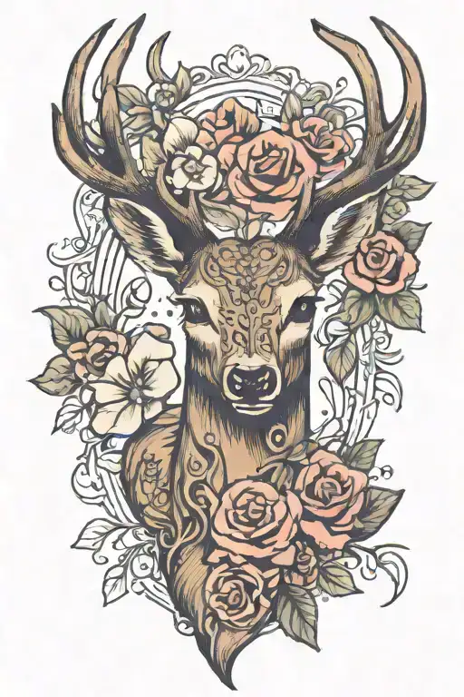 A Dead Deer With Flowers Blooming Out Of Its Ribcage