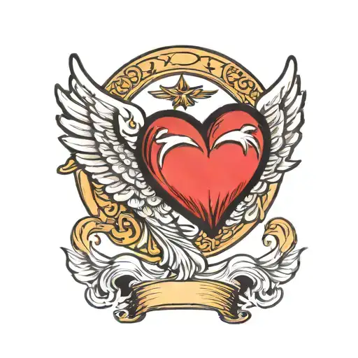 Heart With Angel Wings And Halo