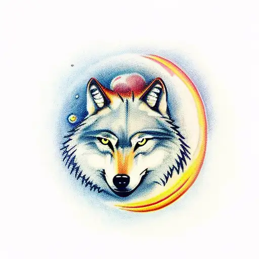 Wolf On Fury Protect Family With Saturn On Background