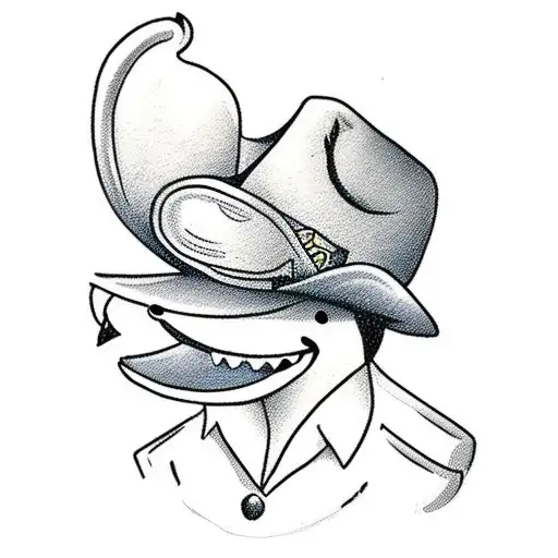 Cartoon Penguin Wearing A Cowboy Hat Riding A Dolphin