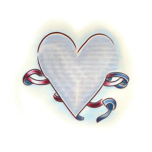 A Traditional-style Tattoo Of A Heart With The Names Of Your Wife And Kids Intertwined