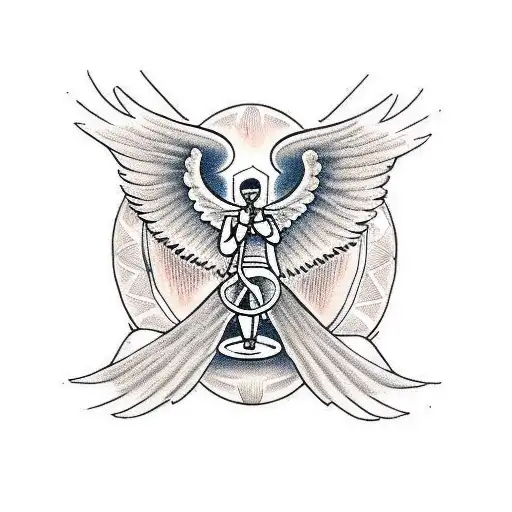 Angel With Holy Cross Background