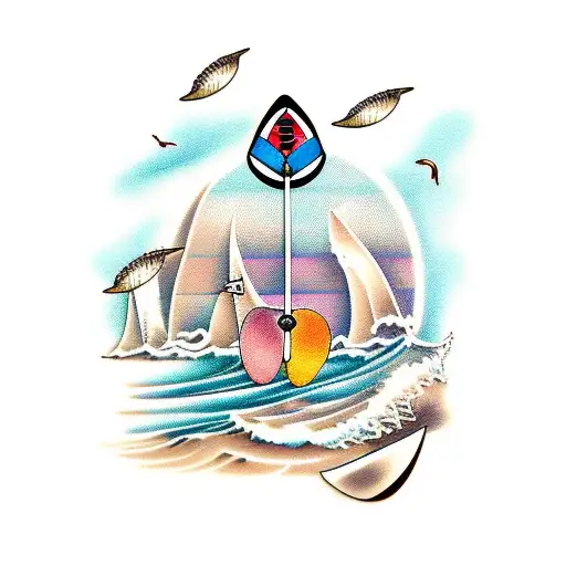 Music Notes With A Beach And Surfers