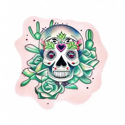 Sugar Skull And Cactus