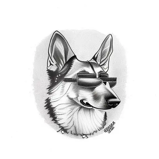 German Shepherd Dog With Sunglasses