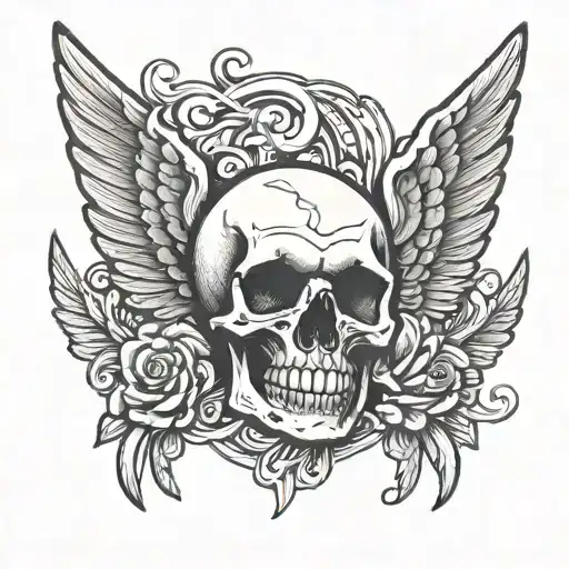 Skull With Wings Spread