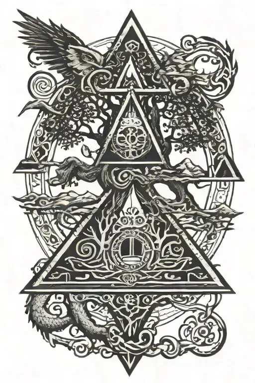 Tree Of Life Intertwined Pyramid With Eye And Dragon
