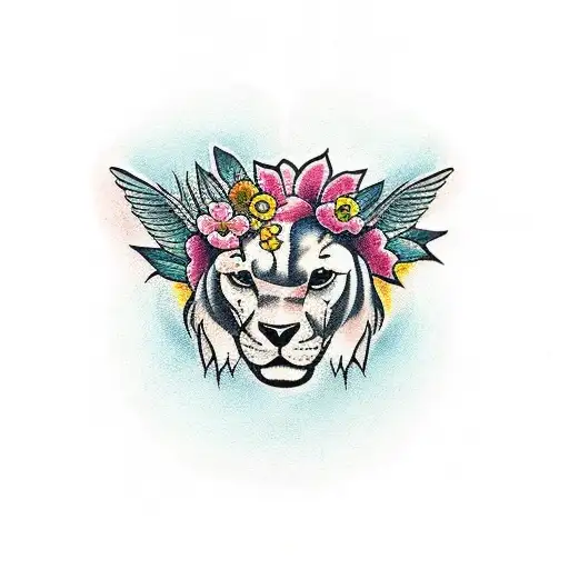 Chest Piece Featuring An Animal And Flowers And Tropical