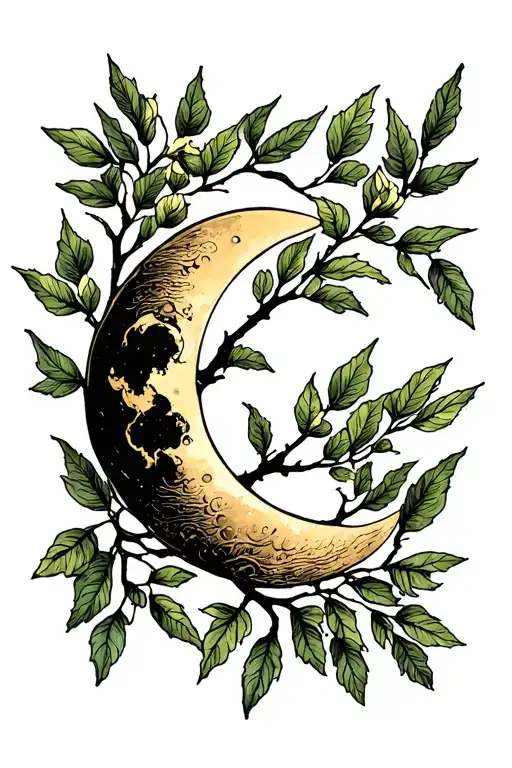 Willow Branch And Moon