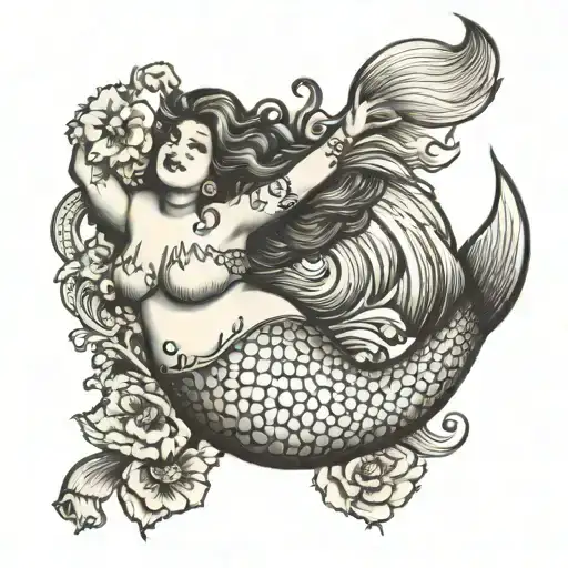 Black And White Fat Mermaid