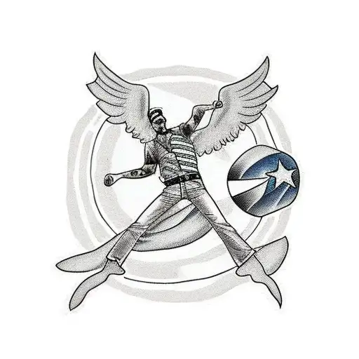 Skinny Guy Floating With Parachute