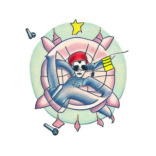 Skinny Guy Floating With Parachute From Plane