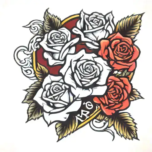 Three Roses And Heart For My Wife And Two Daughters
