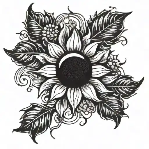 Sun With Sunflowers Growing