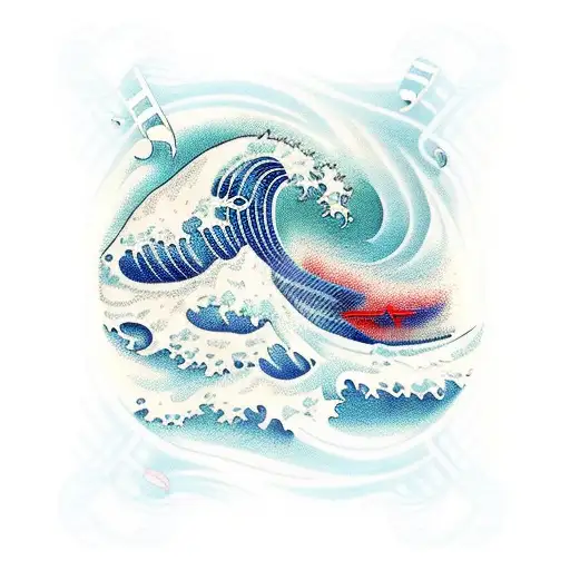 Music Symbols With Waves On A Beach