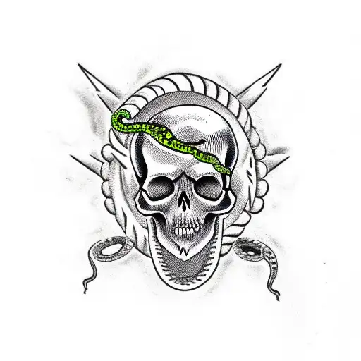 Skull With Snake Coming Of Off It
