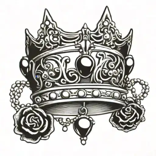A Traditional Style Crown With Necklace Charms Hanging From It Like A Pendant