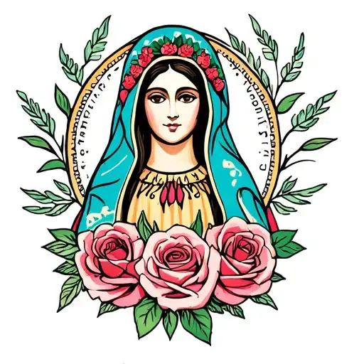 Our Lady Of Guadalupe Mexican With Roses