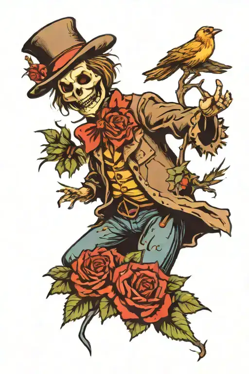 Non Scary Scarecrow With Roses