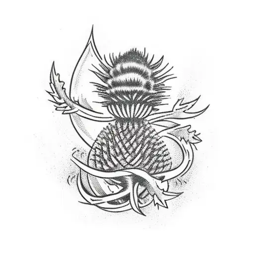 A Scottish Thistle Intertwined With A Roaring Fire