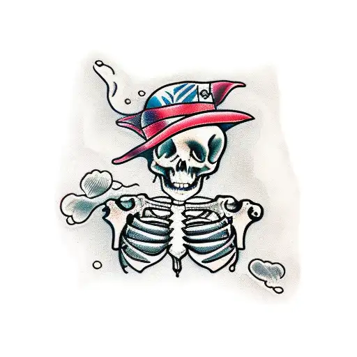 Women Sittting On Skeleton