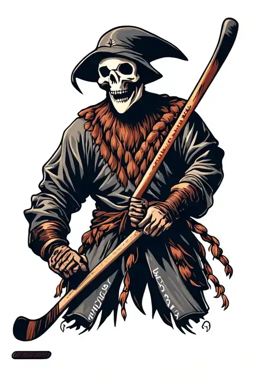 Reaper Holding A Hockey Stick