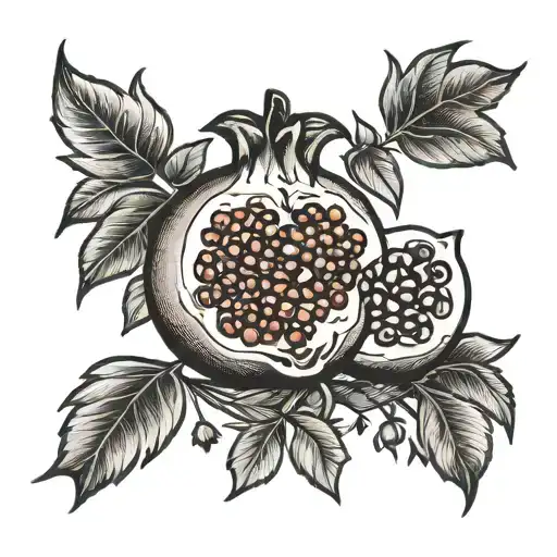 Pomegranate Fruit In Black