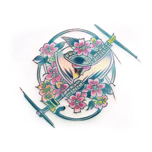 Samurai And Cherry Blossom Inspired Sleeve