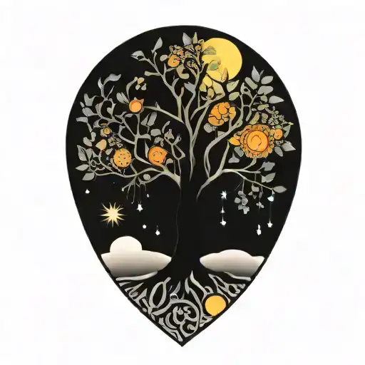 Tree Of Life With Day And Night Motifs