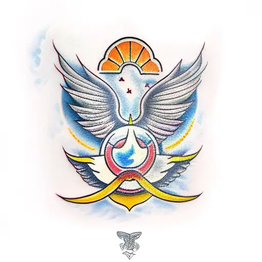 Wings With Clouds With Pisces