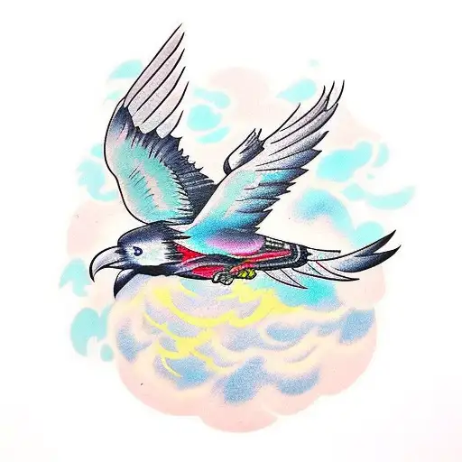 Raven Flying With Wolf