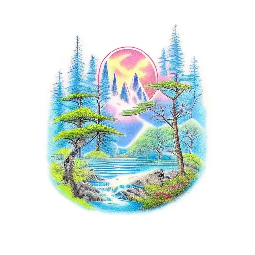 Waterfall With Blue Lagoon With Trees Around With Me And My Dog Seeing It