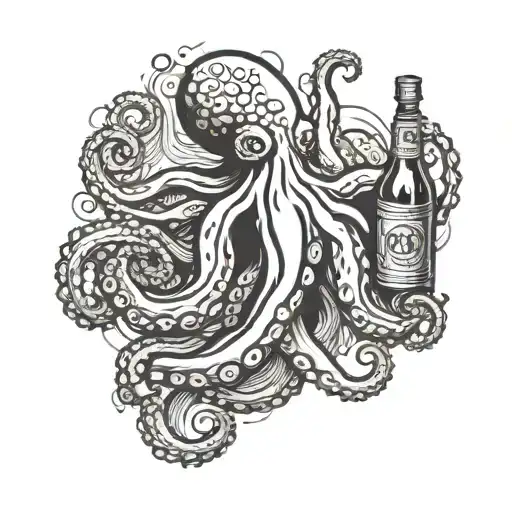 Octopus And Bottle Floating