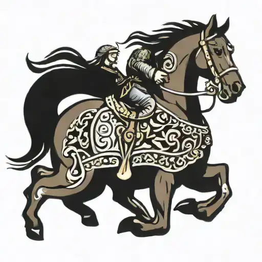 Medieval Rider On A Horse Galloping