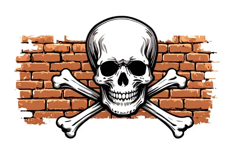 Brick Wall With Skull And Crossbones Traditional