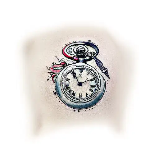 Of A Pocket Watch With The Hands Pointing To The Time Of Birth And Death