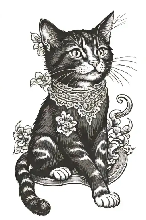 Black & White Cat Climbing