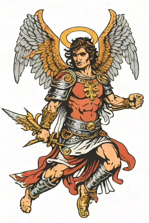 A Warrior With Angel Wings Spread