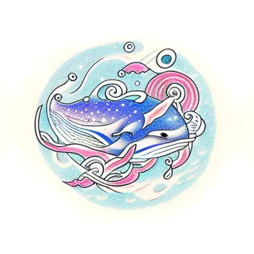 A Whale Swimming Through A Cosmic Ocean Of Musical Notes