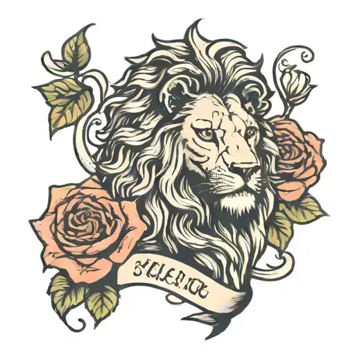 Lion With Quote About Self Love And Roses