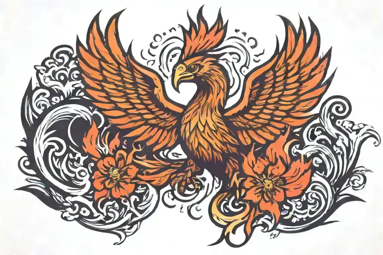 Phoenix Rising From Ashes Symbolizing Rebirth
