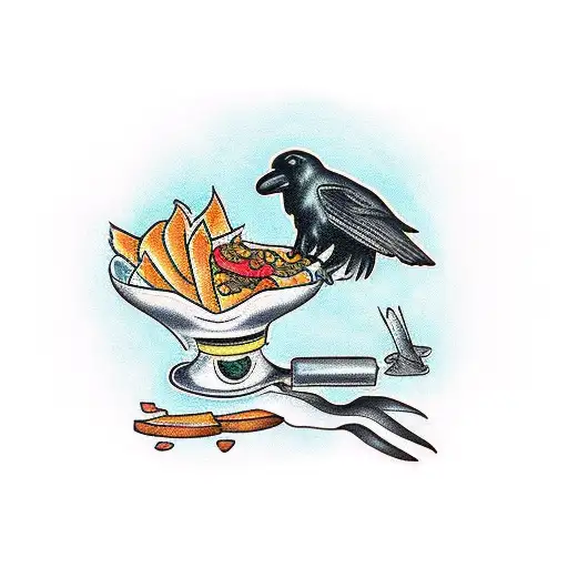 Crow Stealing Food