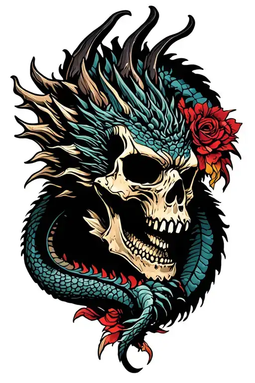 Skull And English Dragon