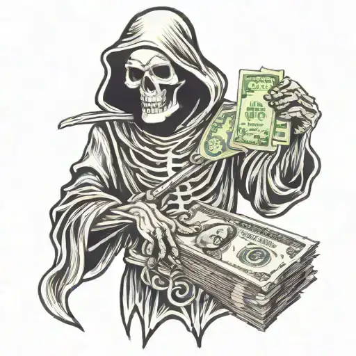 Grim Reaper Holding Money