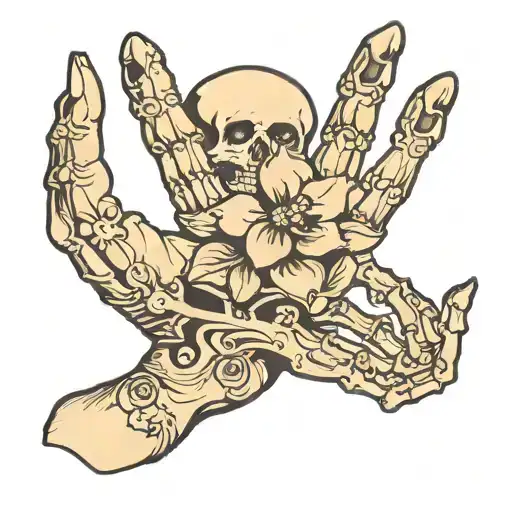 Skeleton Hand Holding Flower