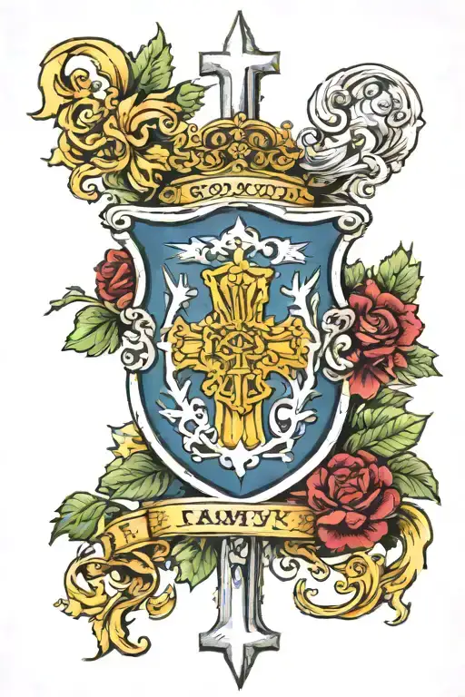 Cross With God Country Family Crest