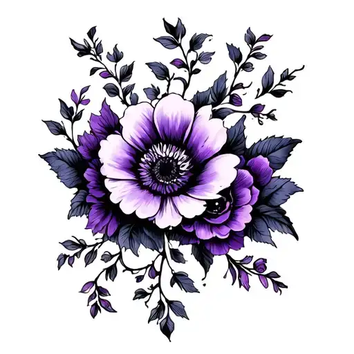 Purple And Black Flowers And Vines Spreading